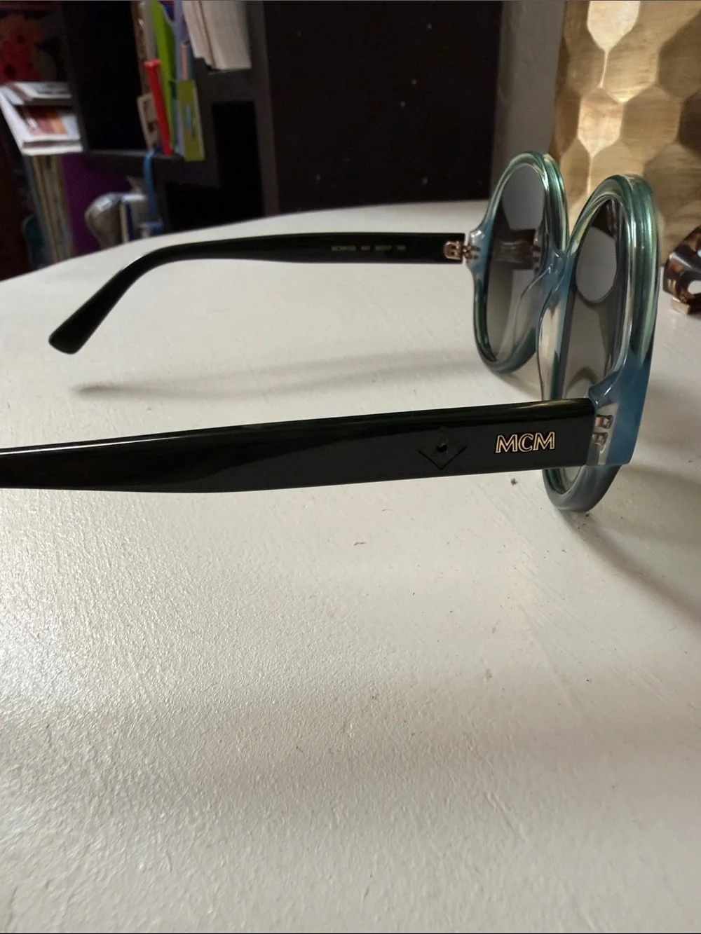 MCM Oversized Round Sunglasses in Seafoam Green with Dark Lenses